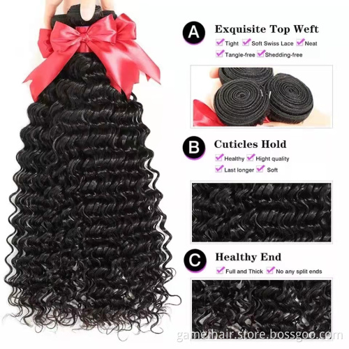 wholesale 100% Unprocessed Wholesale Bundles Raw Virgin Cuticle Aligned Hair Bundle Deep Wave Mink Hair Weaving For Beauty Lady